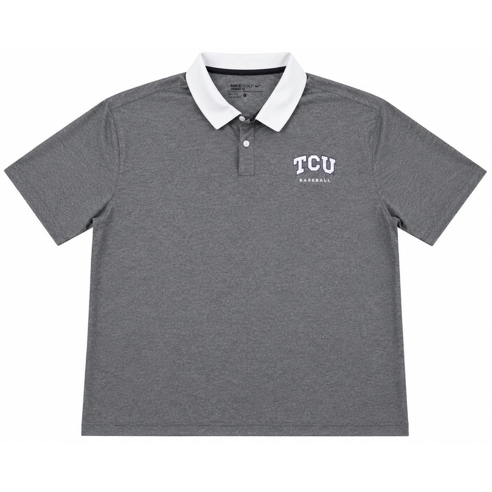 Nike Golf Dri-FIT TCU Baseball Polo Shirt Gray XL Big 12 Embroidered NCAA